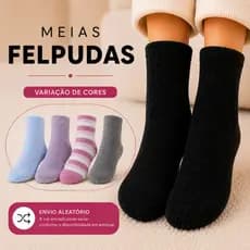 Meia Felpuda Antiderrapante Pelinho Super Quentinha Inverno