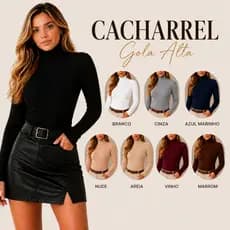 Cacharrel Feminina Gola Alta Blusa De Frio Segunda Pele Manga Longa Canelada Inverno