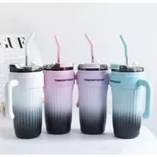 Copo Térmico Caneca 800ml Aço Inox Canudo Inox Tampa e Alça