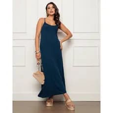 Vestido Longo Alcinha de Viscolycra Feminino Com Bolsos Casual Confortável Soltinho Estiloso