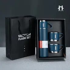 Garrafa Termica 500 ML Com 3 Copos Aço Inox 304 De Café Agua Suco Parede Dupla À Vácuo