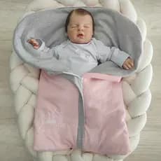 Porta Bebê Saco de Dormir Avulso Para Bebê Dupla Face Coroinha Rosa com Palha/Rosa com Mescla/Vermelho com Mescla