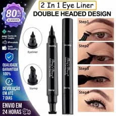 2 Em 1 Carimbo Delineador De Olhos Lápis De Dupla Ponta Líquido À Prova D'água Caneta De Selo  Triângulo Seco Rápido