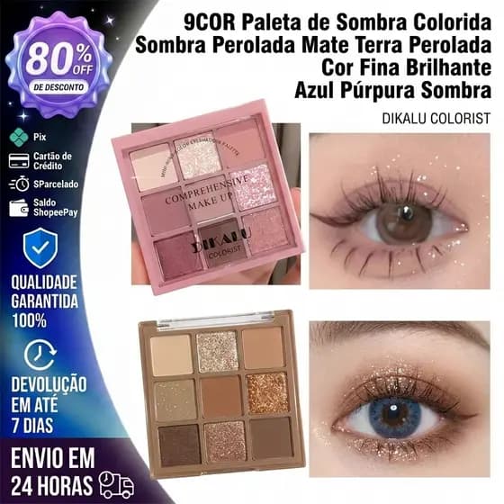 Promoção 9COR Paleta de Sombra Colorida Sombra Perolada Mate Terra Perolada Cor Fina Brilhante Azul Púrpura Sombra