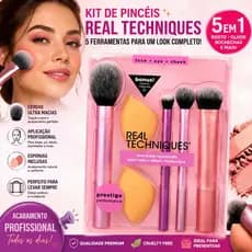 Novo Conjunto De Pincéis De Maquiagem Beleza Esponja Puff Real Techniques Makeup Brush Set 6pcs pincel não tem letra.