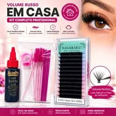 Volume YY ílios em Casa–Cola Profissional Antibacteriana+Cílios em Tufos + Escova e Anel de Cola