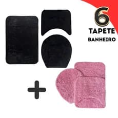 Conjuntos 3 Tapete Jogo de Banheiro Antiderrapante 3 Peças Luxo Felpa Aveluda Com Soladado Promo