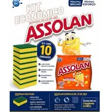 Kit Econômico Assolan + 10 Esponjas Multiuso de Alta Performance