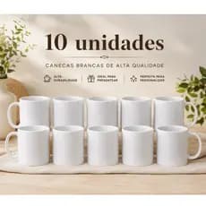 Kit 05 Canecas Grande de Plastico Polímero 440ml Branca para Sublimação Alta Qualidade