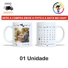 Caneca personalizada Calendário de Casamento Namoro ou Noivado - PRESENTE