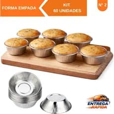 Kit 60 Forma Empada Lisa Doces e Salgados N° 2  - EM Aço Folha Flandres - 60 Unidades