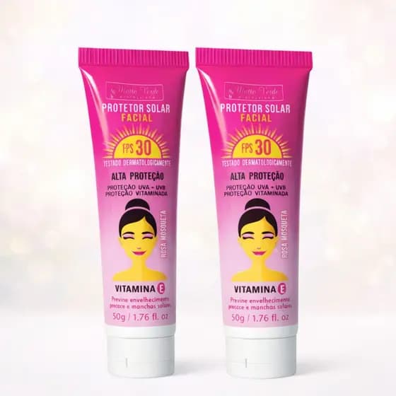 Kit 2 Protetor Solar Facial FPS30 Vitamina E - Matto Verde 50g