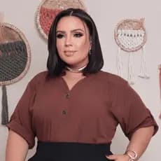 Camisa Feminina Vesco Linho Plus Size Social Manga 3/4