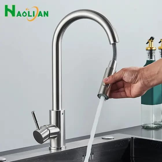 Torneira Cozinha Gourmet Monocomando Com Extensor Arejador Preta, Aço Escovado Ou Aço Inox