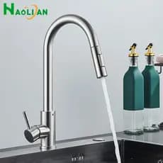 Torneira Para Cozinha Gourmet Misturador Monocomando Em Aço Inox Escovado