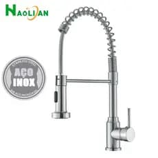 Torneira Cozinha Gourmet Monocomando Com Spray Extensor 304 Inox (Bancada/Parede)