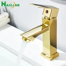 Torneira Banheiro Lavatório Luxo Inox Bancada Torneiras De Água Fria Preto , Dourado