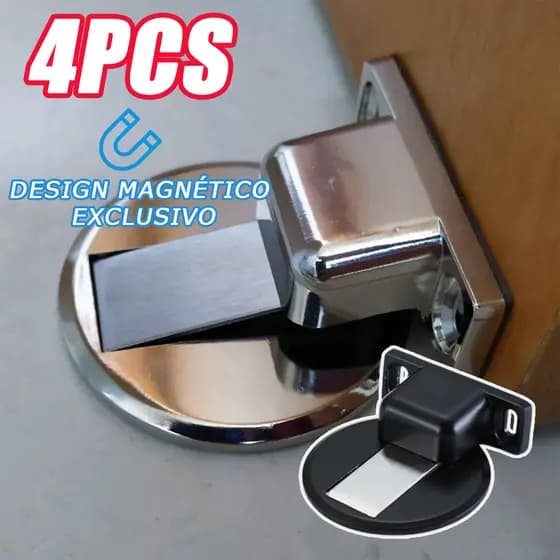 Kit 2/4/6/8 Trava Prendedor Batetor Fixador de Porta Magnético Adesivo Amortece Impacto Inox Cromado