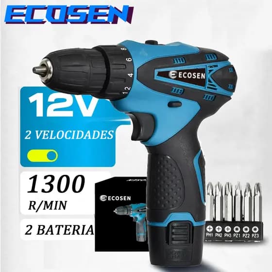 12V Profissional Parafusadeira Furadeira Sem Fio Com 2 Baterias