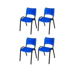 Kit 4 Cadeiras Iso Base Preto Escola Igreja Faculdade Escritório Lanchonetes Bares Restaurantes Sorveterias
