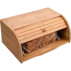 Suporte Porta Pão Bolo Madeira Bambu Com Tampa Retrátil Mesa Bancada Ecokitchen- BM20354 Mimo Muito Barato