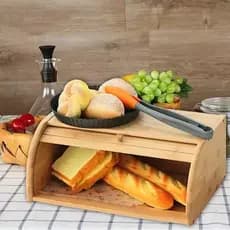 Porta Pão Com Tampa Basculante Em Bambu 40 Cm Tyft Yoi Promoção