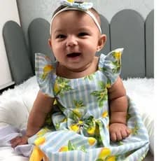 Vestido Body Verão Estampado com Detalhes Delicados em Algodão e Faixa de Cabelo