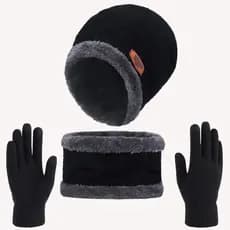 Touca de Frio Forrada + Gola Forrada + Luva normal - Masculina e Feminina Kit Inverno