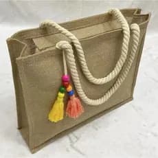 Bolsa de Praia Juta Tote Com Pompom