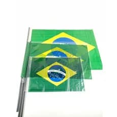 Bandeira Do Brasil Eventos Esportes Plastico Com Haste c/10
