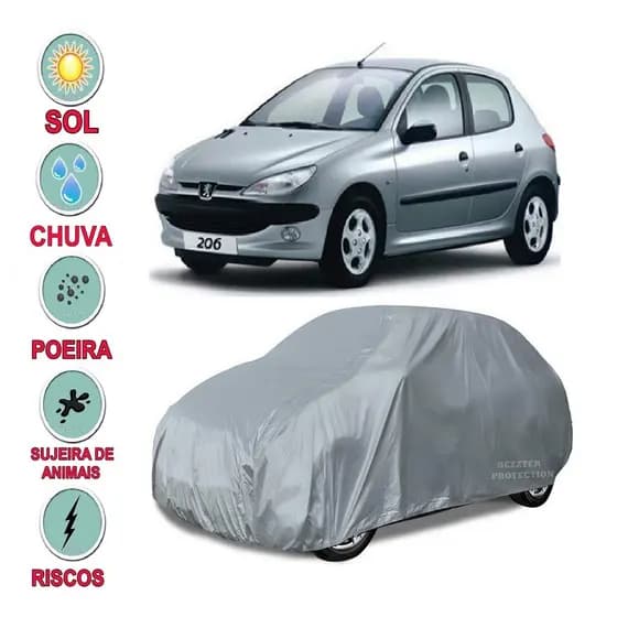 Capa cobrir carro Peugeot 206 100% Impermeável Proteção Total Bezzter