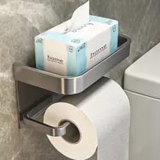 Suporte Papel Higiênico Premium Apoio Para Celular de Banheiro Fixo na Parede Sem Furos