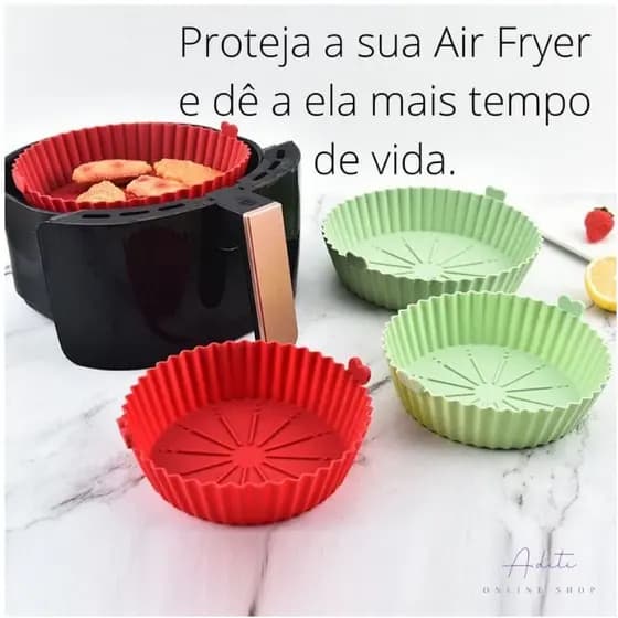 Forma Air Fryer Silicone Reutilizável Antiaderente Redonda Forma De Silicone