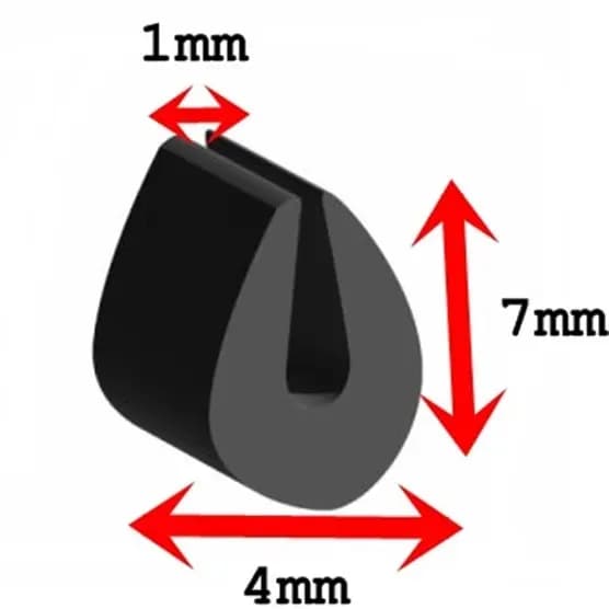 Perfil U Borracha Acabamento Geral 7mm 10 Metros
