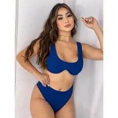 Conjunto Biquini Feminino Hot Pants Com  Aro e Bojo Cintura Alta