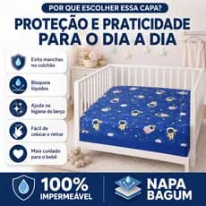 Capa Protetora Para Berço Colchão Impermeável Anti Xixi Com Ziper