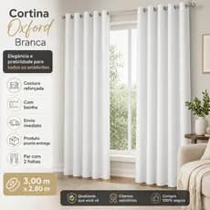 Cortina 3,00 x 2,80 Sala Quarto para Varão de 2,5 Tecido Oxford Premium