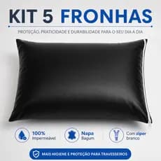 Kit 5 Capa Protetora de Travesseiro Impermeável Fronha Anti-ácaro, Antialérgico Antimofo Silenciosa