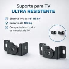 Suporte Fixo TV Parede Universal 14 a 84 Pol Suporta 100kg Smart LED LCD 4K Compatível Todas Marcas PPT