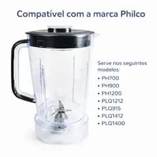 Copo De Liquidificador Para Philco Ph900 / Ph1200 / Plq 1212 Cristal Resistente Preto-Vermelho