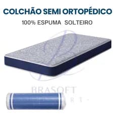 Colchão 100% Espuma Solteiro D33 Semi-Ortopédico Durável Acabamento PREMIUM