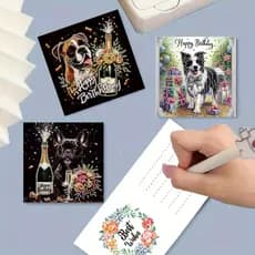 6 Peças De Cartão Comemorativo 5d Diy Painting Cão Vil