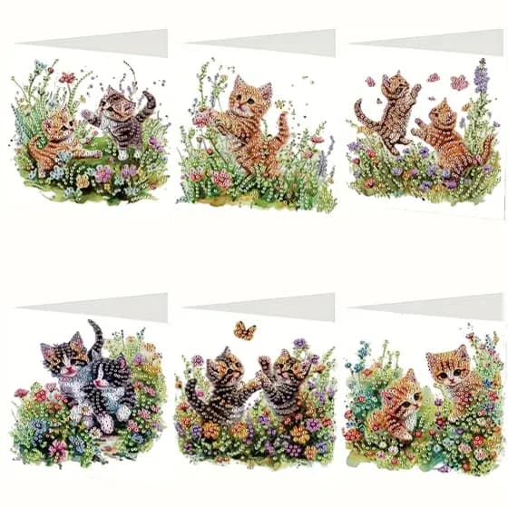 6 Peças De Cartão Comemorativo 5d Diy Painting gato Vil