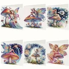 6 Peças De Cartão Comemorativo 5d Diy Painting Pequena Fada Vil
