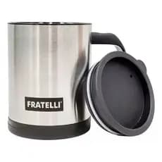 Caneca Copo Mixer De Inox Com Tampa 350ml - Fratelli Cor Preto Lisa Liso