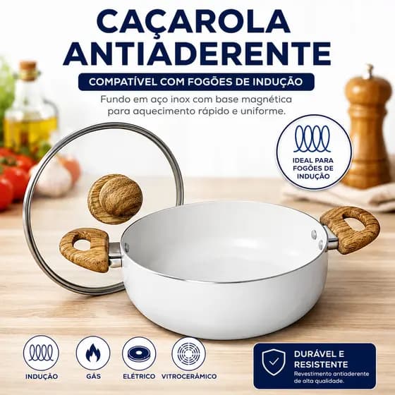 Panela Hauskraft Premium Paris 2,5L Cerâmica Antiaderente com Cabo Soft Touch 22cm
