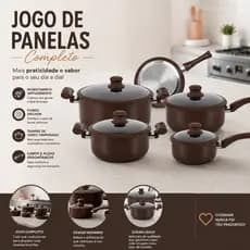 Jogo de Panelas Carmim Antiaderente Fundo Indução 5Pç Marron