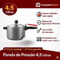 Panela de Pressão 4,5L Alumínio Reforçado Cozimento Rápido e Design Moderno Cor Cinza Alegrete