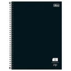 Caderno Quadriculado 5x5 mm Espiral Capa Dura Universitário Zip Preto 48 Folhas Tilibra