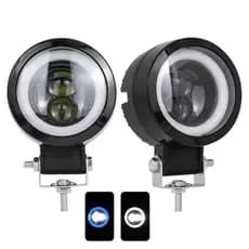 Par Farol Milha Auxiliar Led Moto  Mini Universal Angel Eyes Honda Yamaha XRE Kawasaki 70w 15000LM